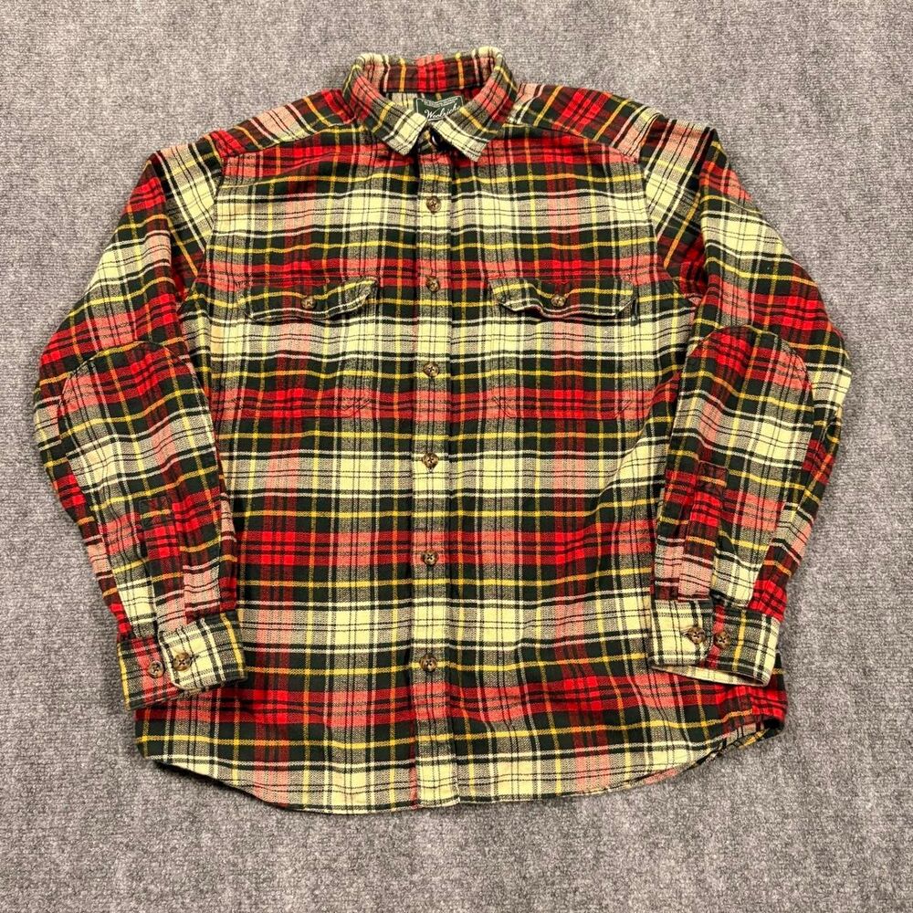 woolrich button down plaid long sleeve flannel shirt